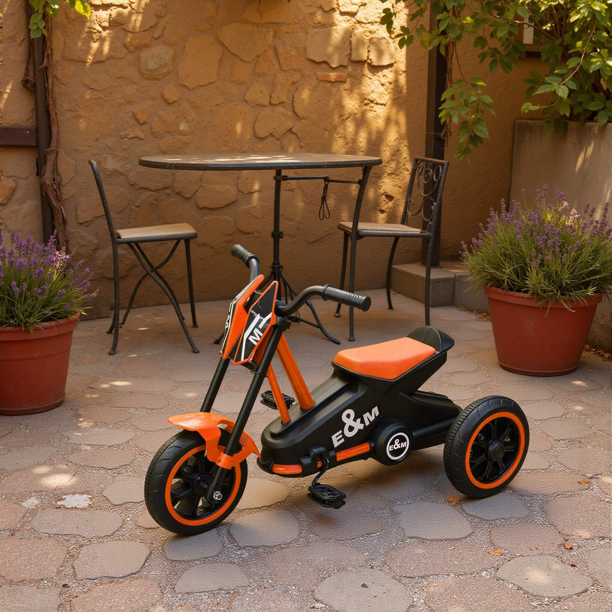 Toddler Tricycle with Pedals, Steel Frame, Orange, 18-36 Months