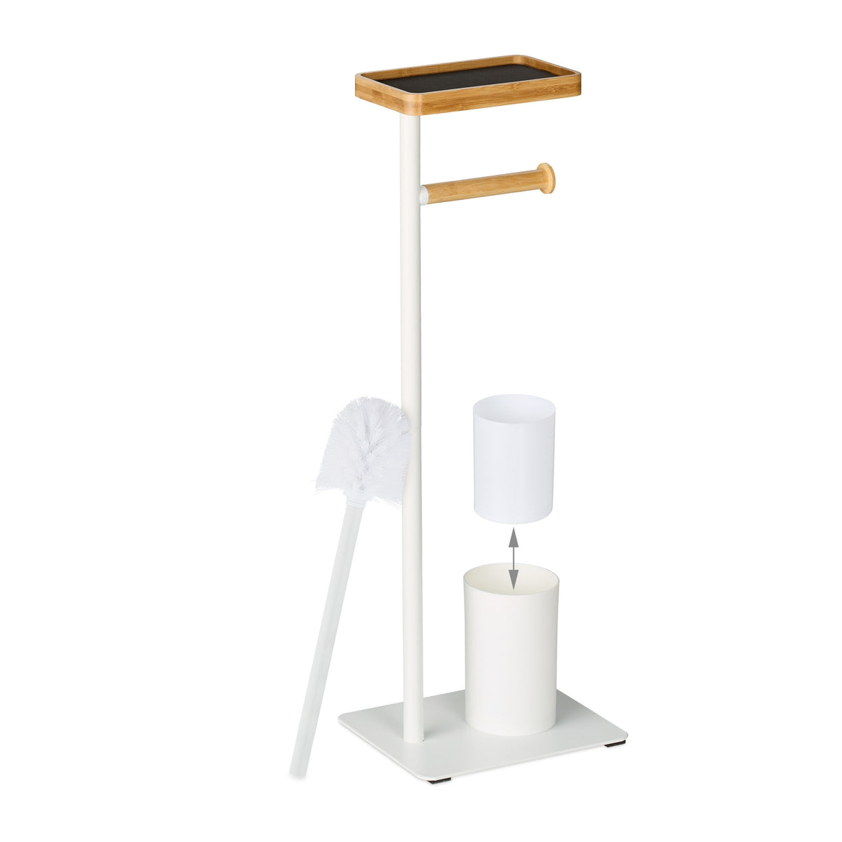 Toilet Brush and Roll Holder with Shelf