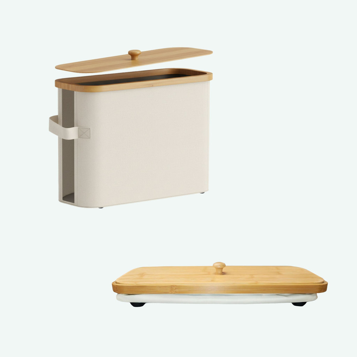 Toilet Paper Holder, Fabric with Bamboo Lid, 12 Rolls