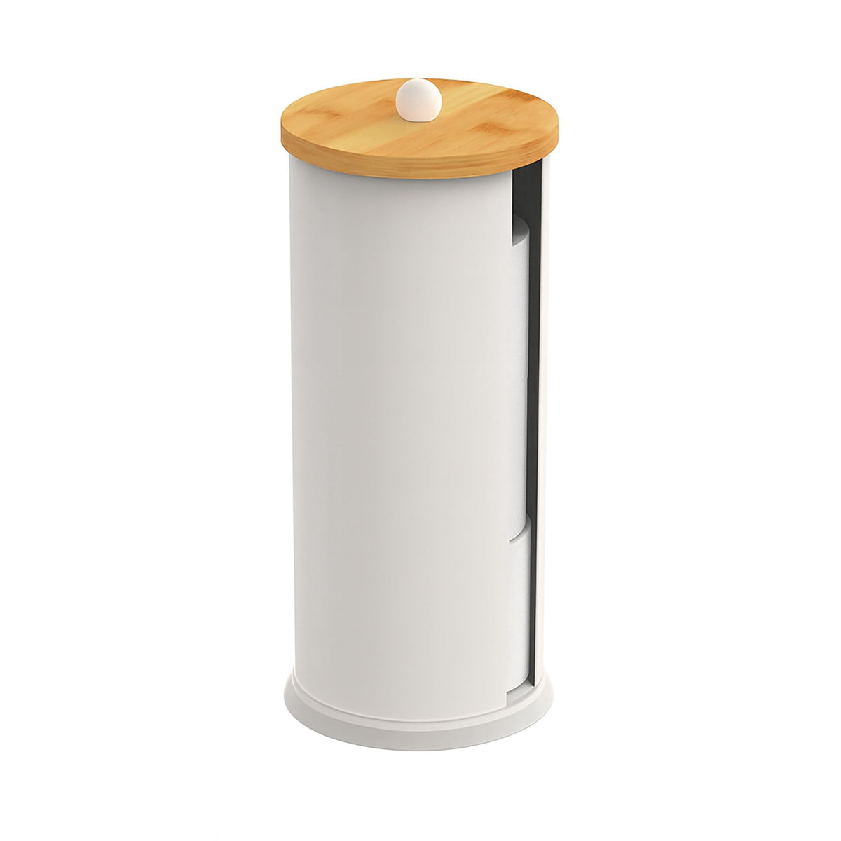 Toilet Paper Holder, Metal, Bamboo Lid, Holds 3 Rolls