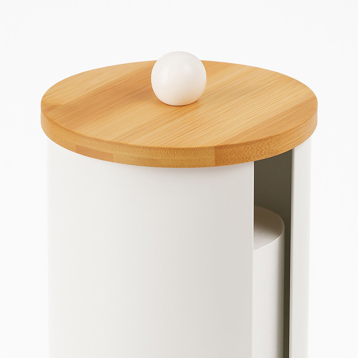 Toilet Paper Holder, Metal, Bamboo Lid, Holds 3 Rolls