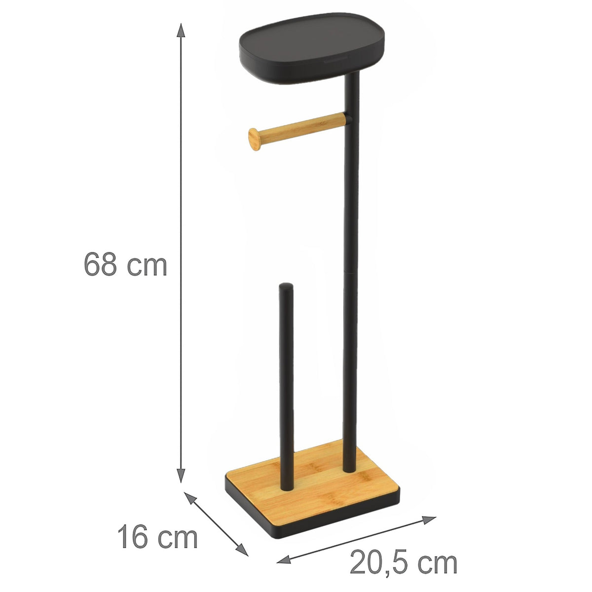 Toilet Paper Holder with Shelf – Bamboo, Freestanding