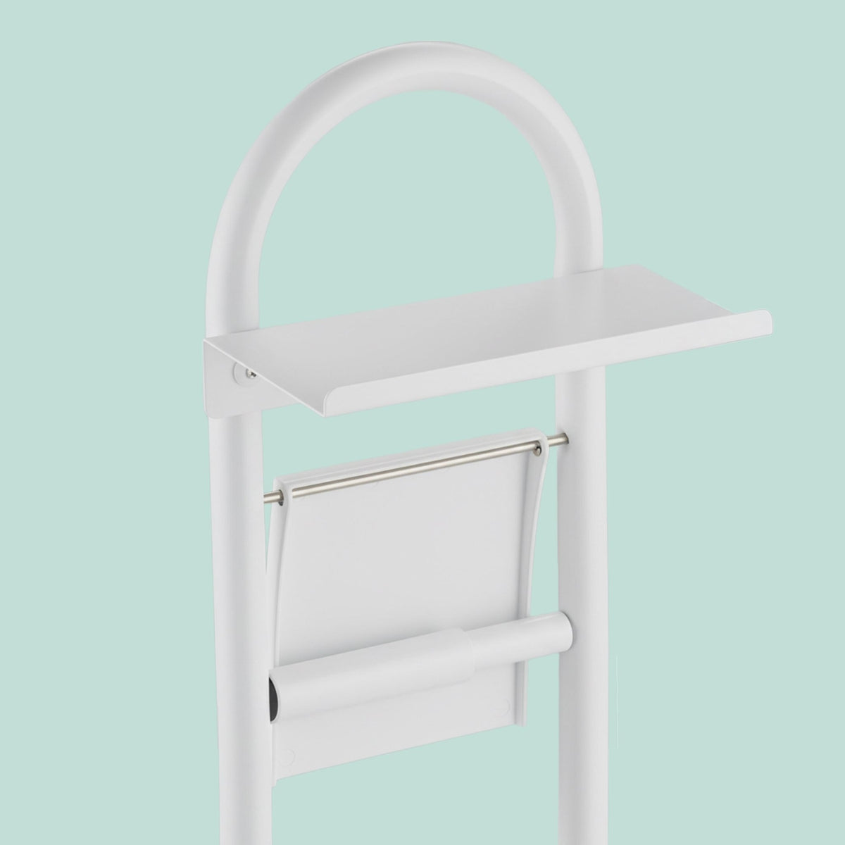 Toilet Paper Holder with Shelf – Metal and Bamboo