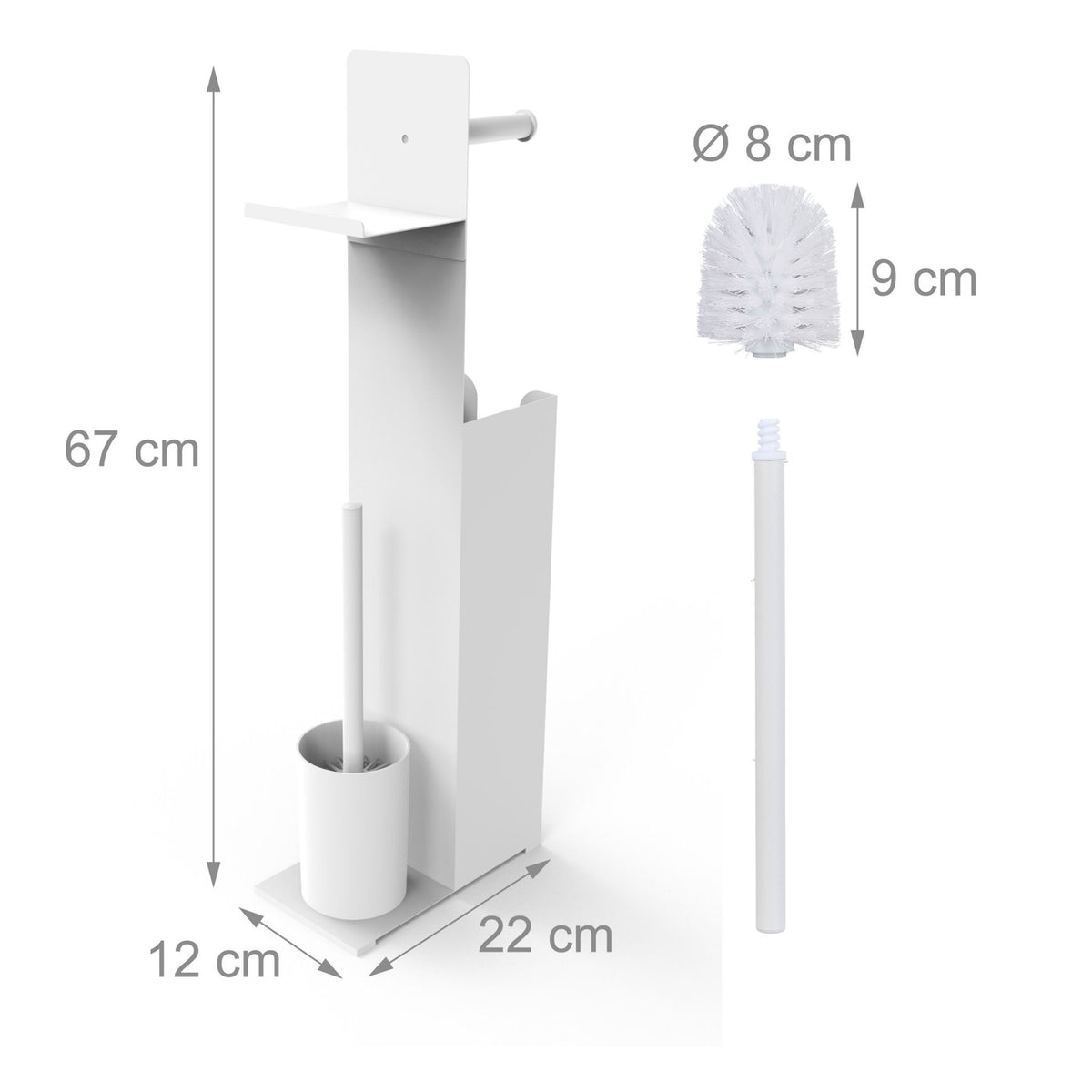 Toilet Paper Holder with Spare Roll and Brush Stand