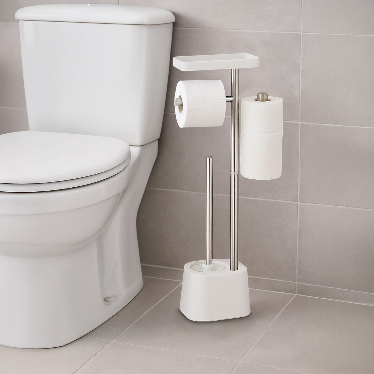 Toilet Paper Stand with Shelf and Spare Holder