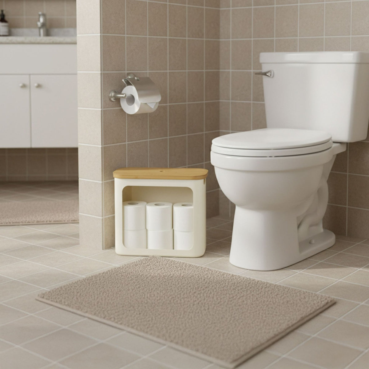 Toilet Roll Holder, Fabric, Holds 12 Rolls