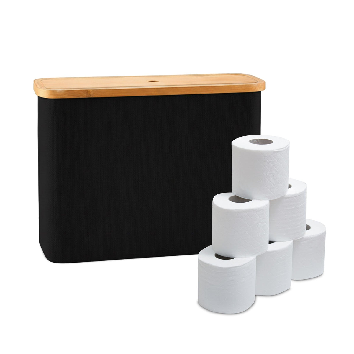 Toilet Roll Holder, Fabric and Bamboo, Holds 12 Rolls