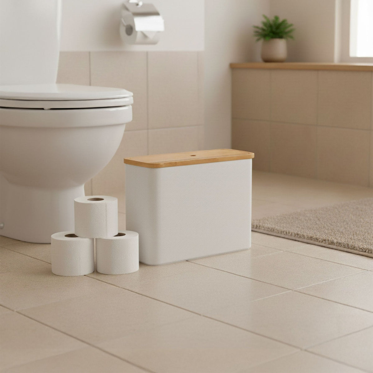 Toilet Roll Holder, Square Fabric, Holds 12 Rolls