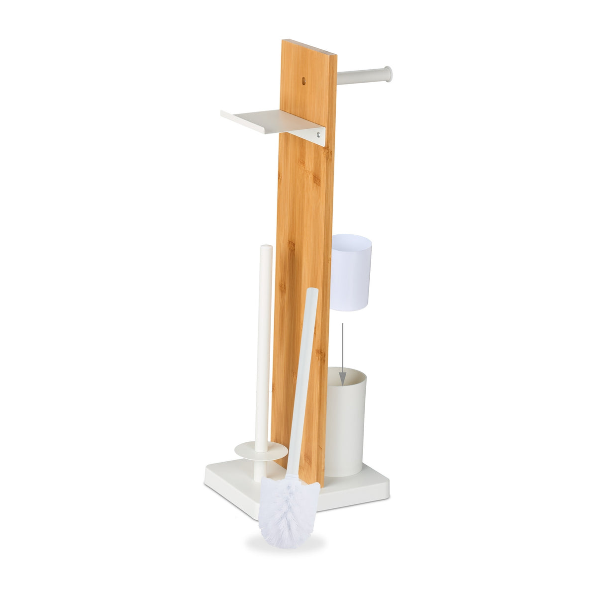 Toilet Roll Holder and Brush Set with Shelf