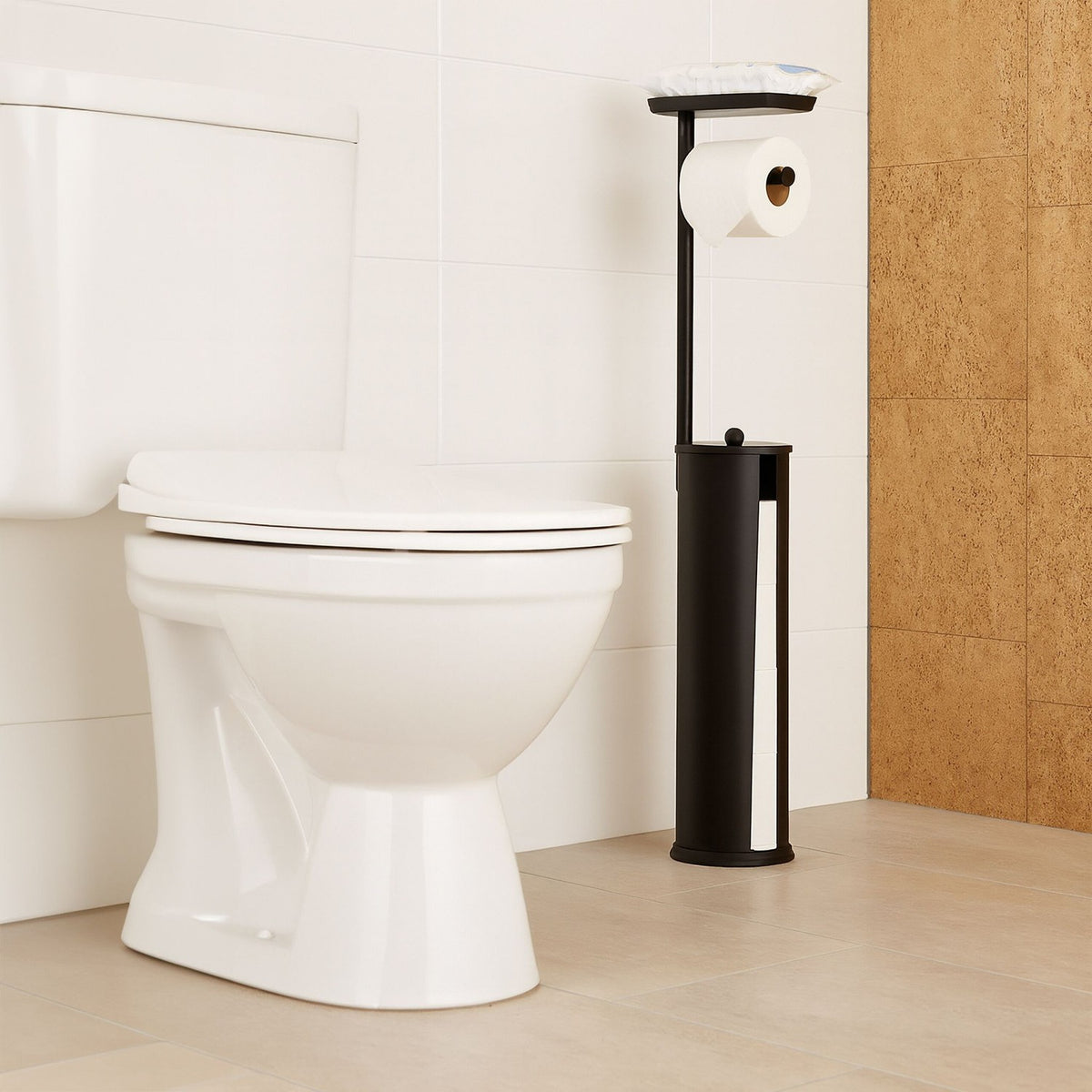 Toilet Roll Holder with Shelf – Holds 4 Rolls, Non-Slip