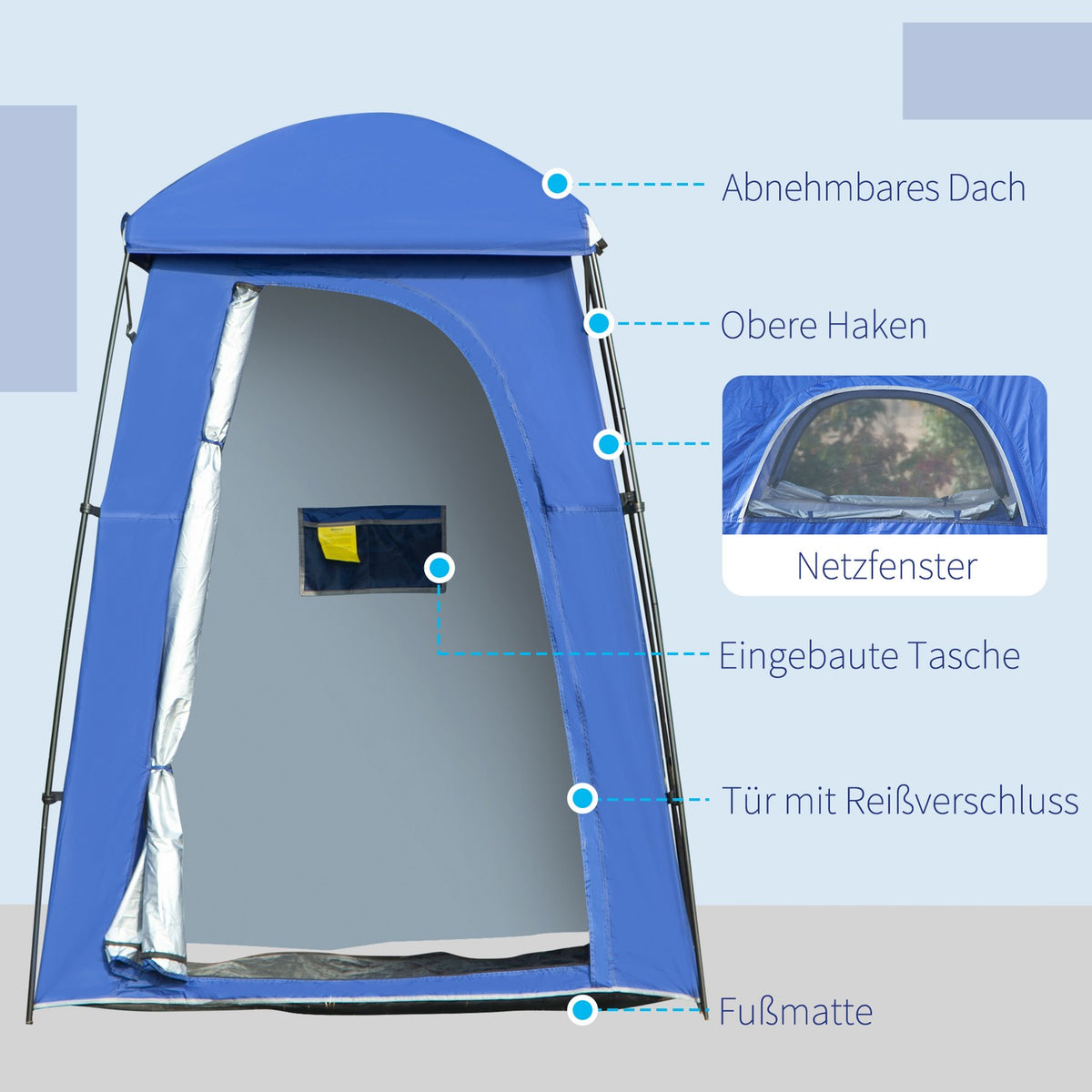 Toilet Tent Mobile Shower Tent 1-2 Person Changing Tent Bag Upf50+ 167X167X218Cm