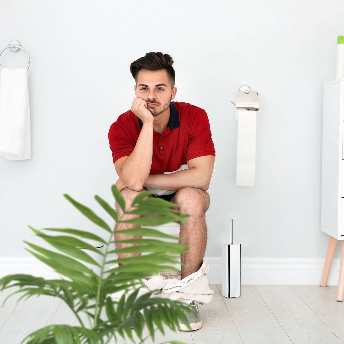 Toilet brush holder wall