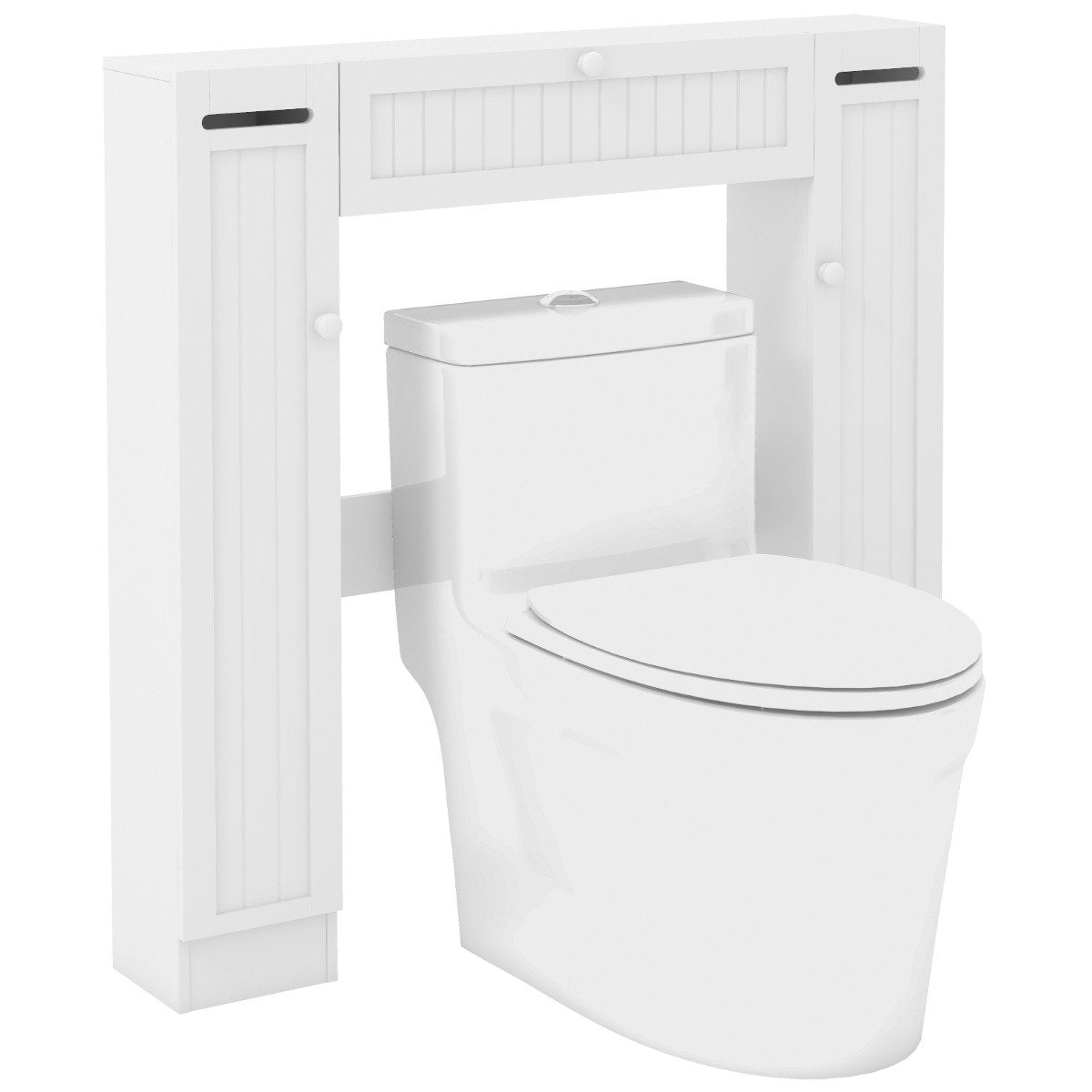 Toilet cabinet with toilet paper holder bathroom overmount cabinet toilet stand white