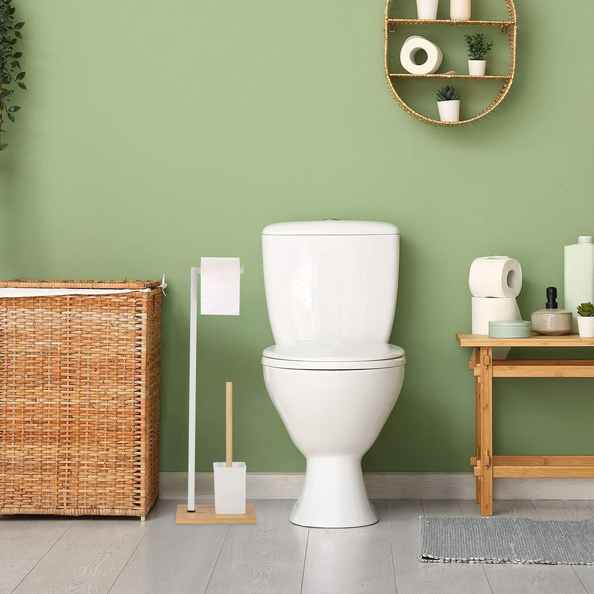 Toilet chair in bamboo and stainless steel