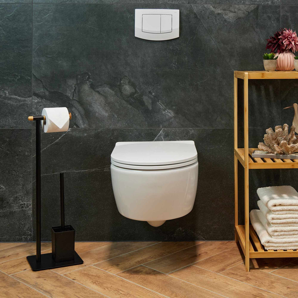 Toilet chair in bamboo and stainless steel