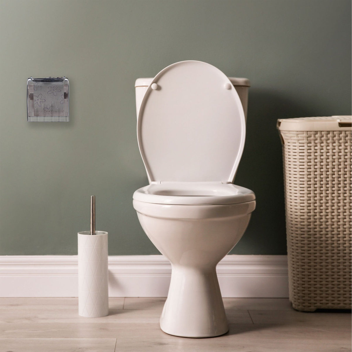 Toilet paper holder with shelf