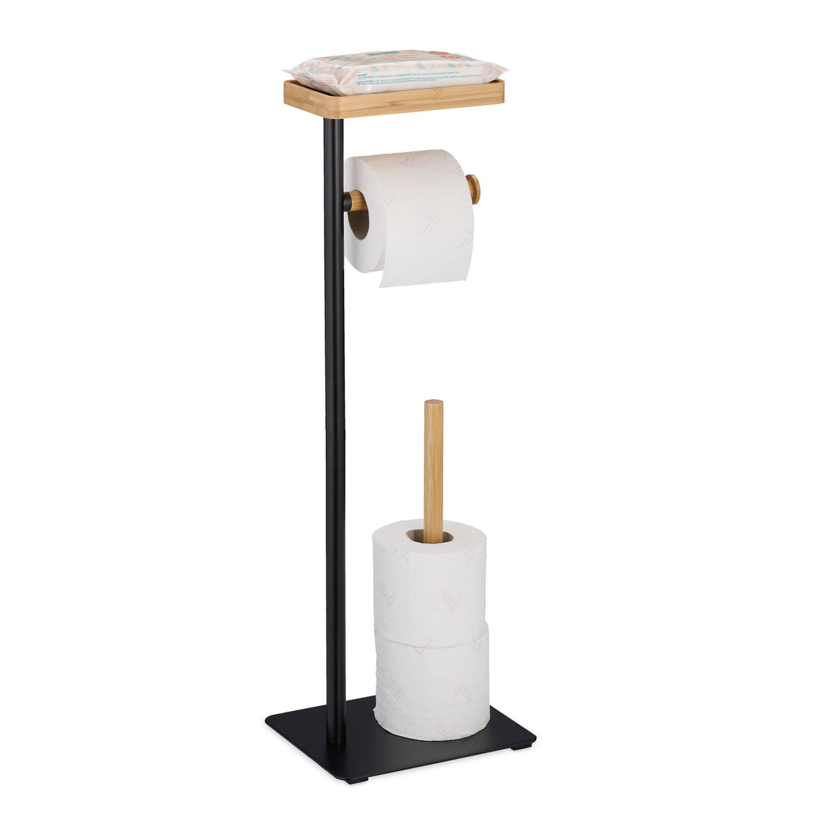 Toilet paper holder with shelf