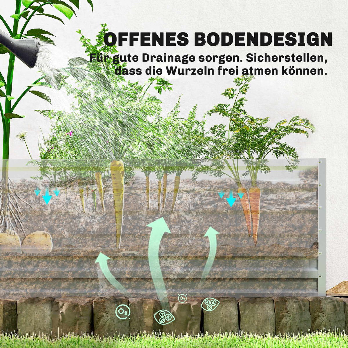 Tomato Greenhouse with Raised Bed, Roll-Up Door, 141x141x190 cm