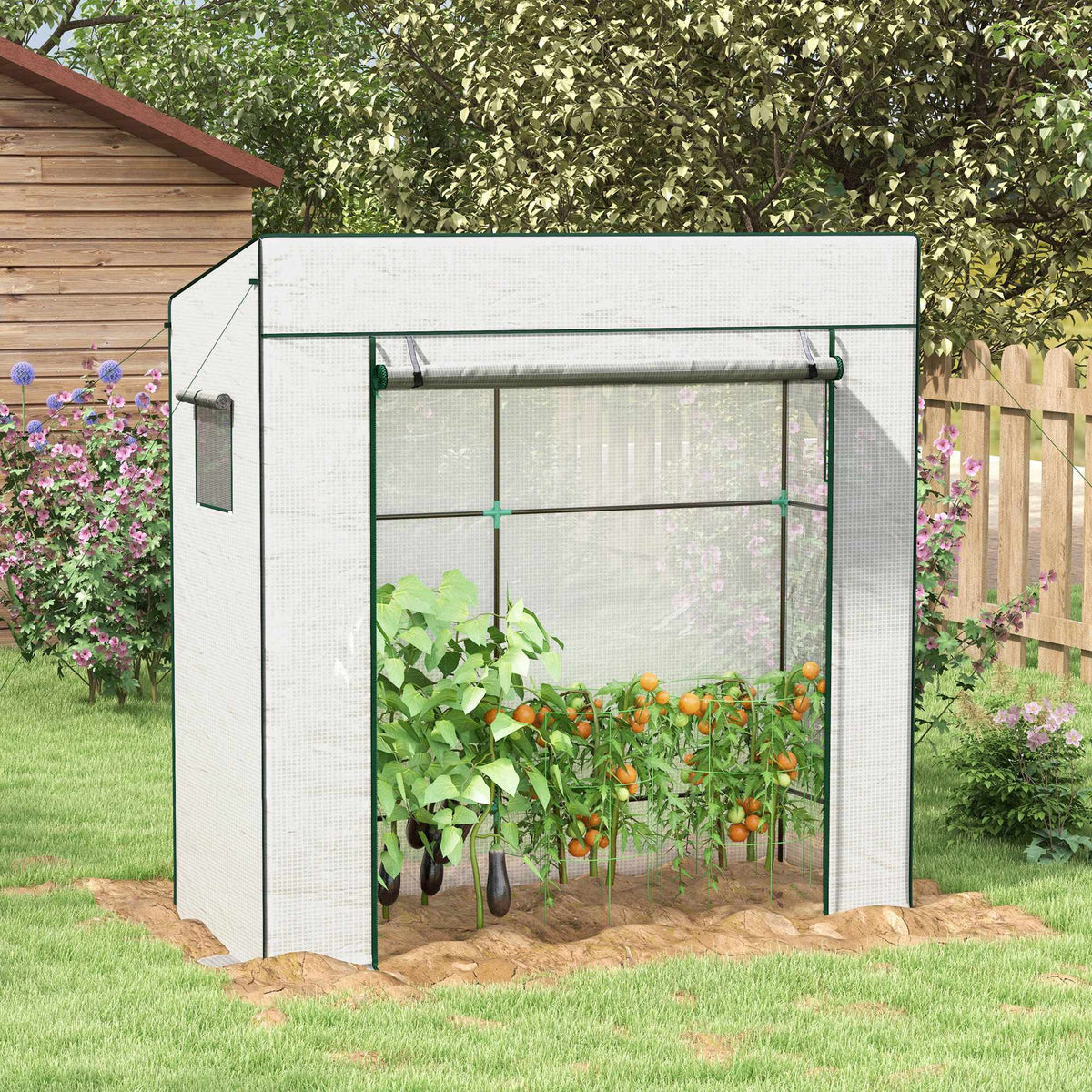 Tomato Greenhouse with Roll-Up Door, 196 x 77 x 197 cm