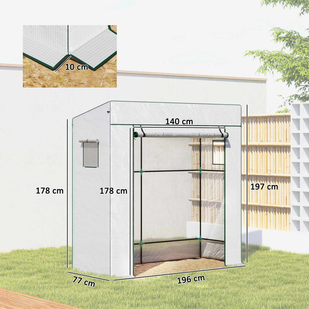 Tomato Greenhouse with Roll-Up Door, 196 x 77 x 197 cm