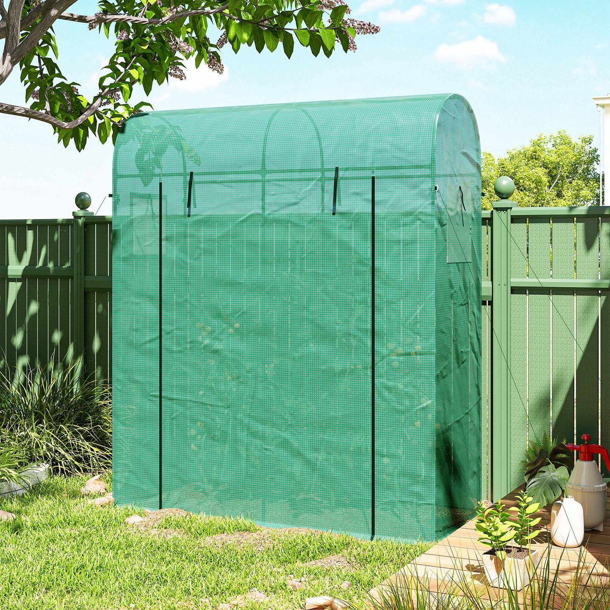Tomato Greenhouse with Roll-Up Door, Mesh Windows, 170x68x200 cm