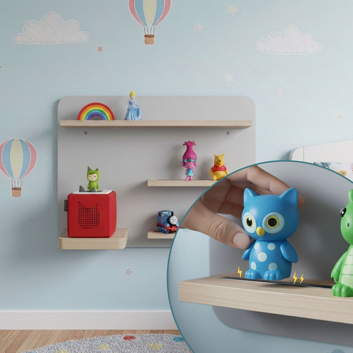 Toniebox Wall Shelf with Magnetic Strips, Holds 27 Figures