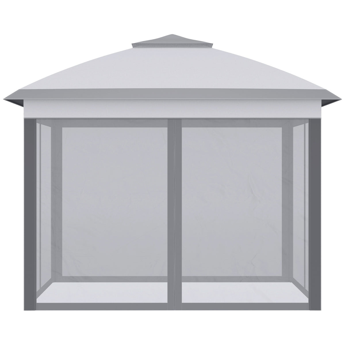 Tonnelle 3 x 3 m Garden Gazebo Pop-up Folding Tent Double Roof 4 Removable Mosquito Nets + Carry Bag Oxford Fabric Metal Gray