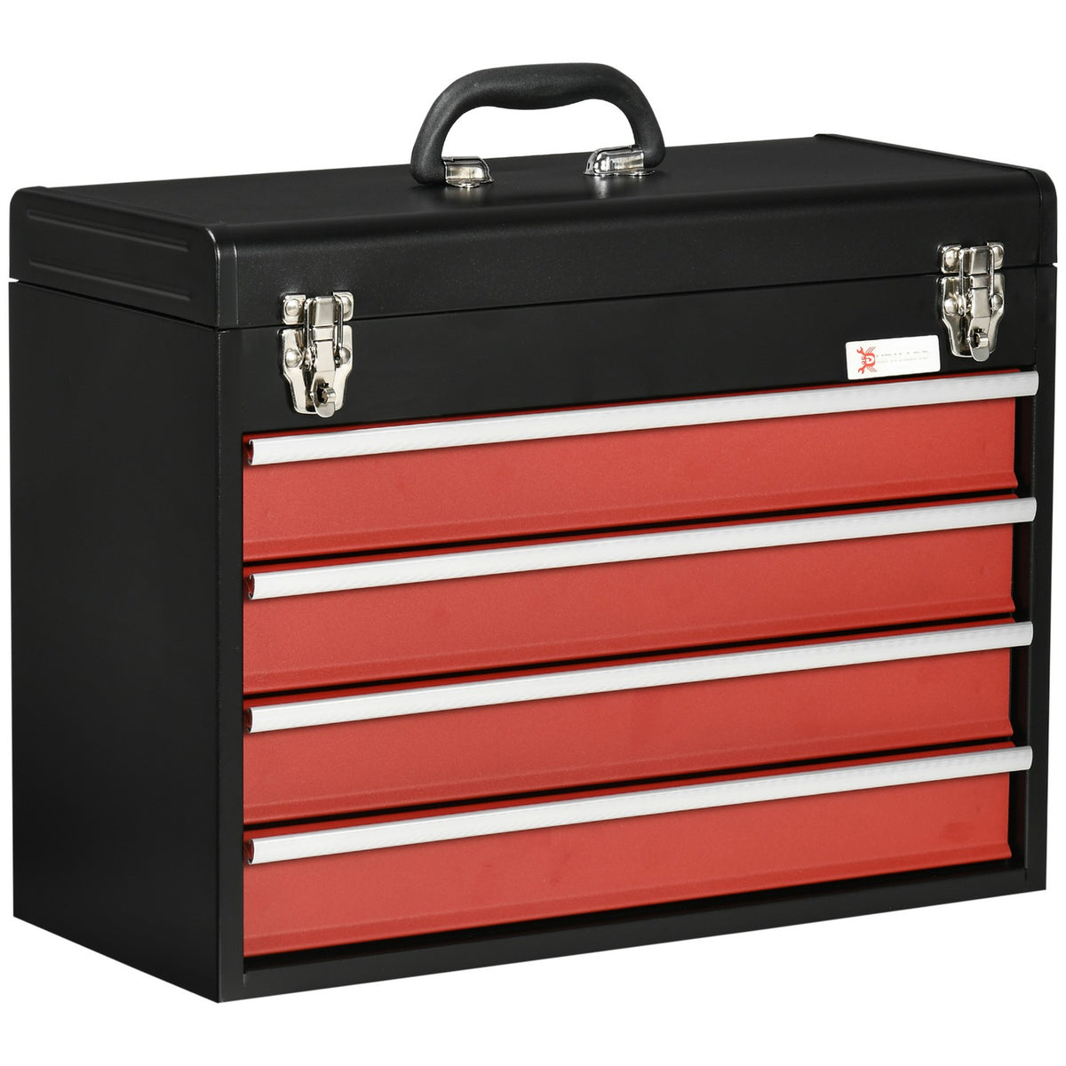Tool Box 4 Drawers Lock Steel Black+Red 51X22X39.5Cm