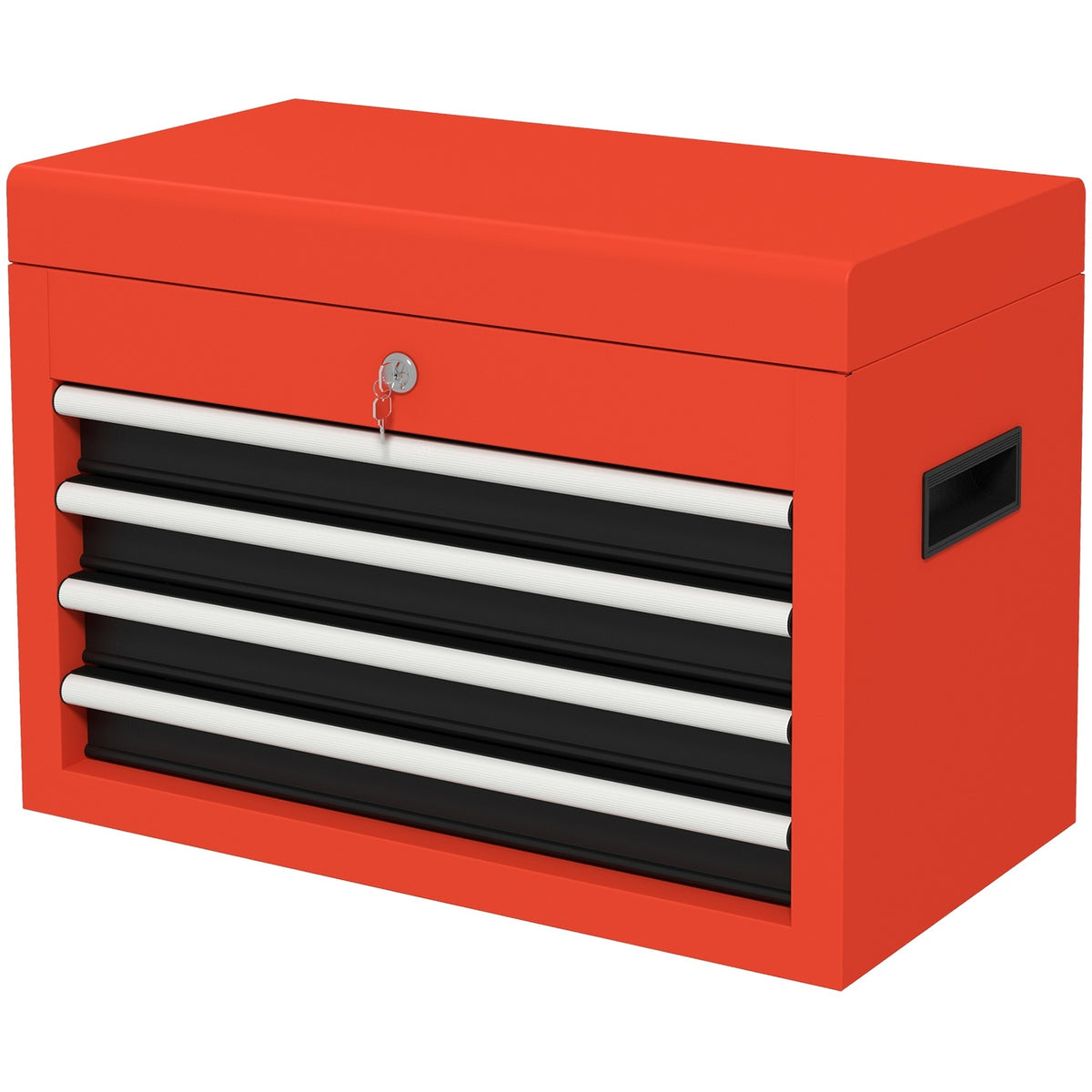 Tool Box Compact Tool Box Without Tools, With 4 Drawers, Lock, Steel, Red, 45X24.5X32.5Cm
