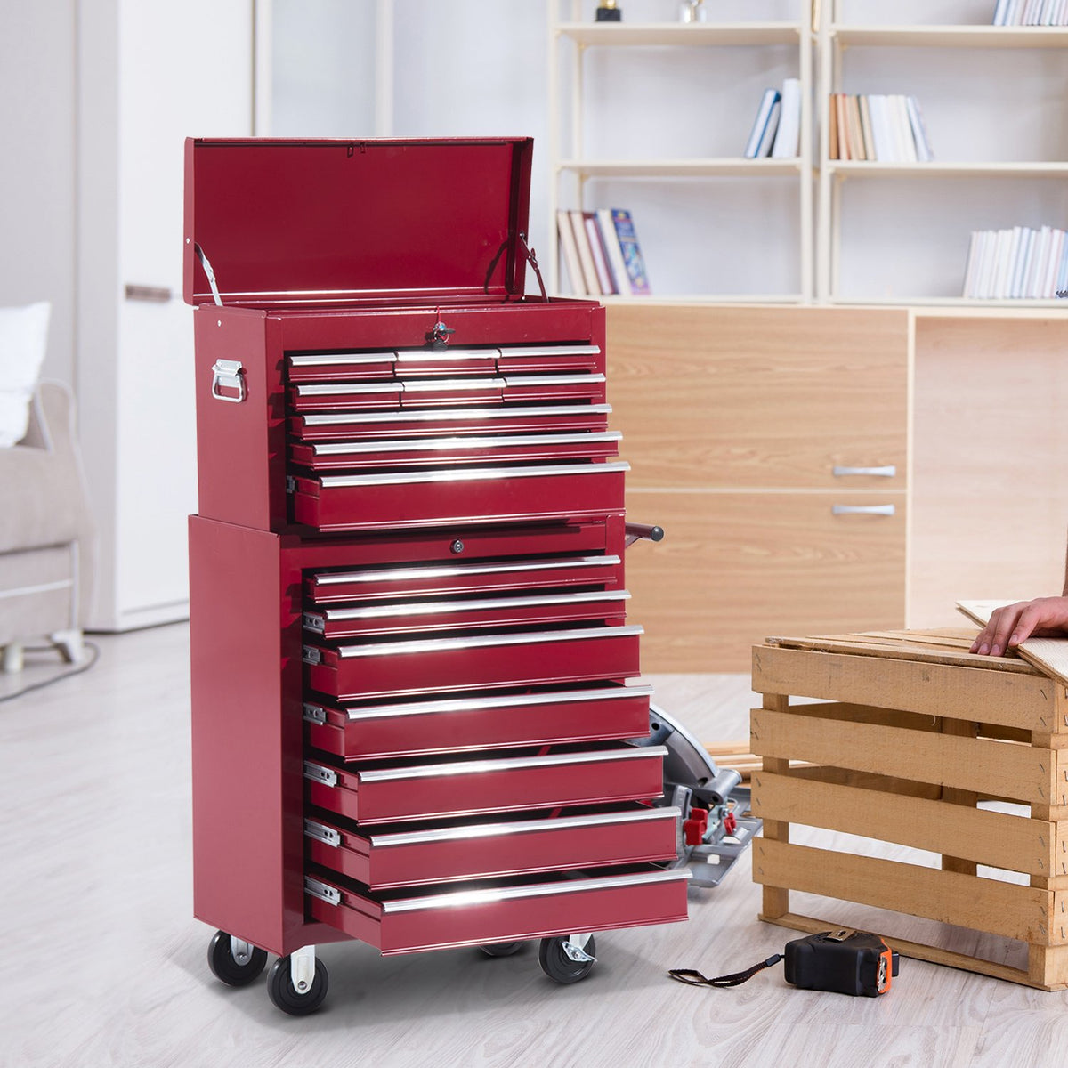 Tool Box Metal Workshop Trolley, Tool Trolley, Tool Box, Red, For Workshop