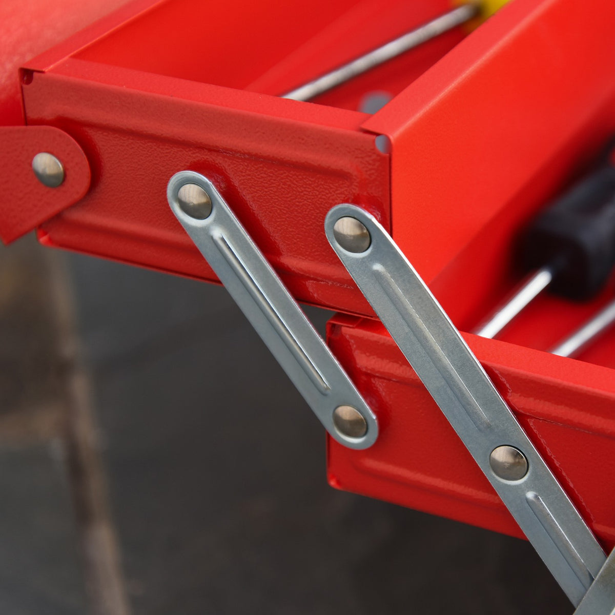 Tool Box Space-Saving Tool Box With 5 Compartments, Hinged, Stable, Steel (Spcc), Red, 45X22.5X34.5Cm