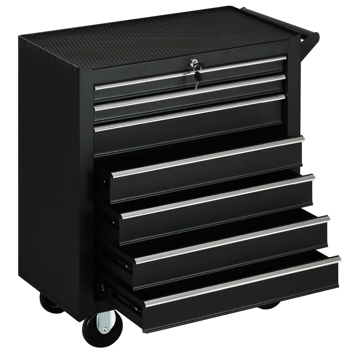 Tool Cart with 7 Drawers, Steel, Lockable, Black