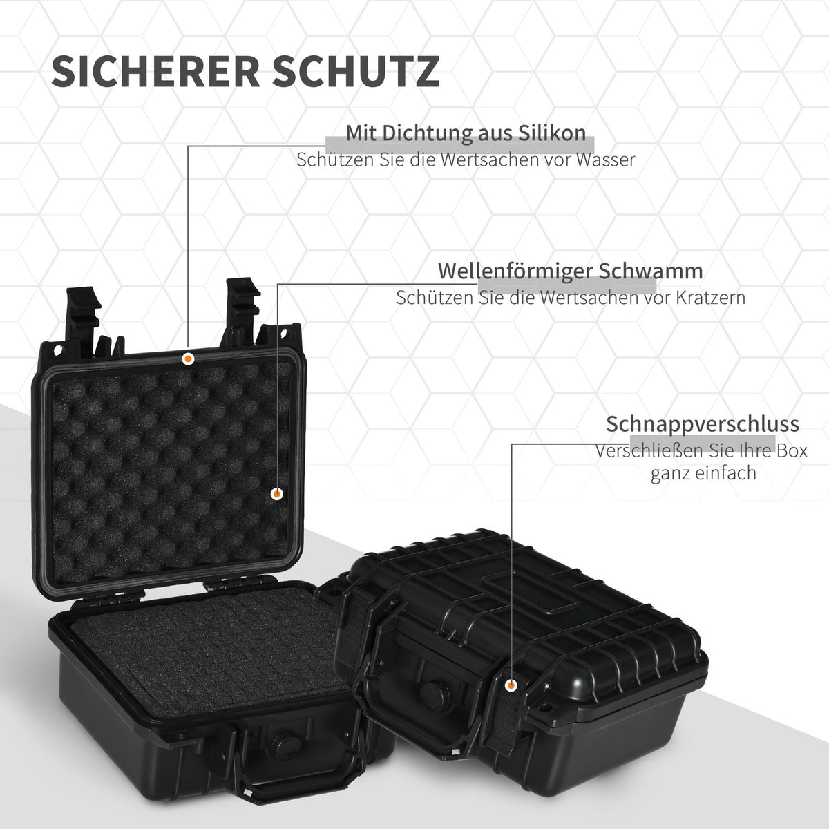 Tool Case Set Of 2 Empty Photo Case With Handle, Foam, Waterproof, Plastic Silica Gel, Black