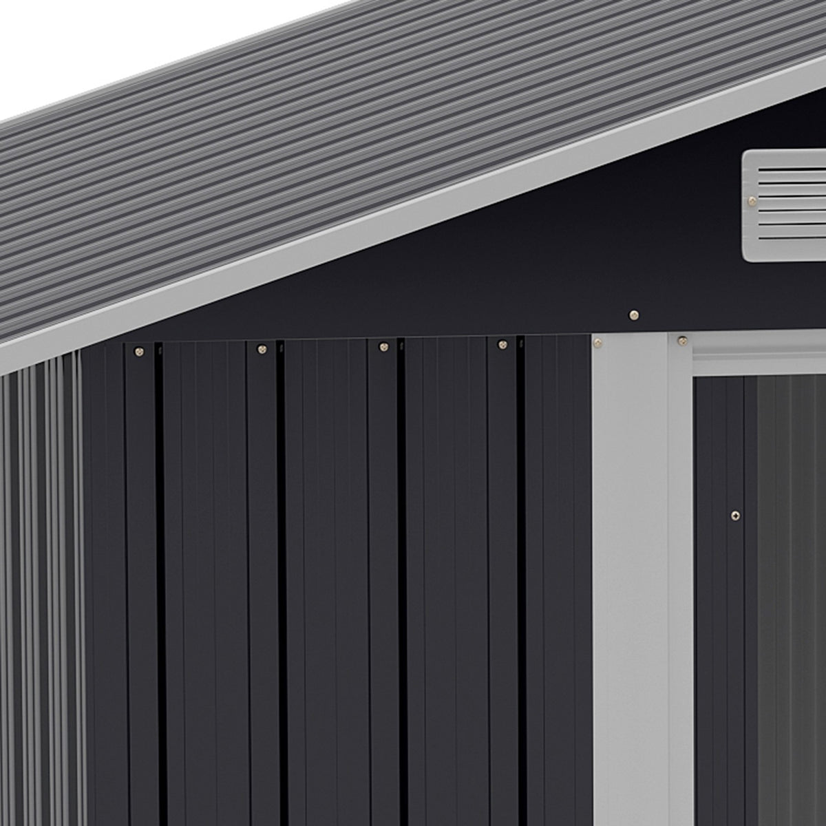 Tool Shed 2.6 M² Garden Shed With 2 Sliding Doors Made Of Galvanized Steel, 195.5X153X188Cm, Black