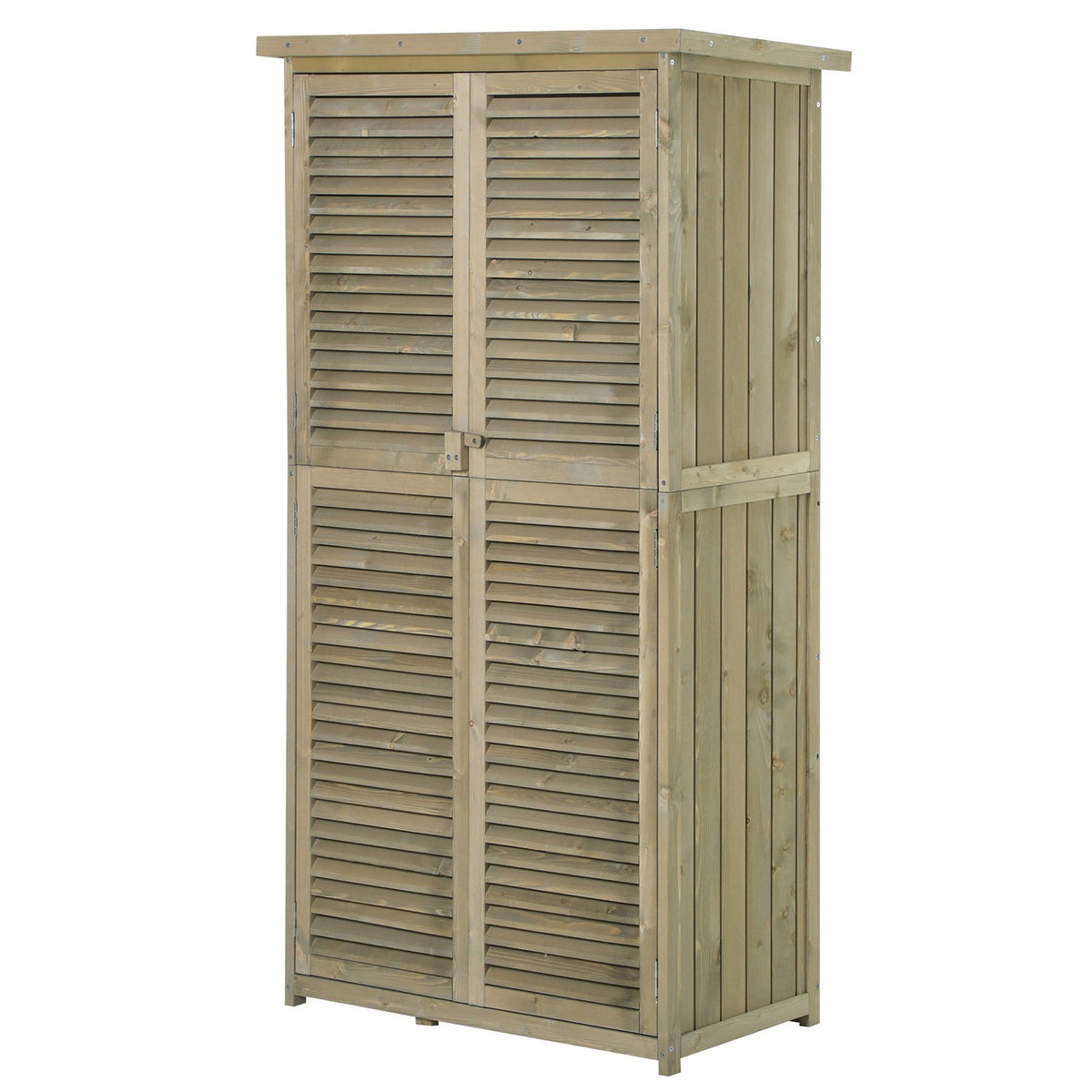 Tool Shed Garden Cupboard Tool Cupboard Wood With Asphalt Roof Slatted Door 4 Compartments Gray 87 X 46.5 X 160 Cm