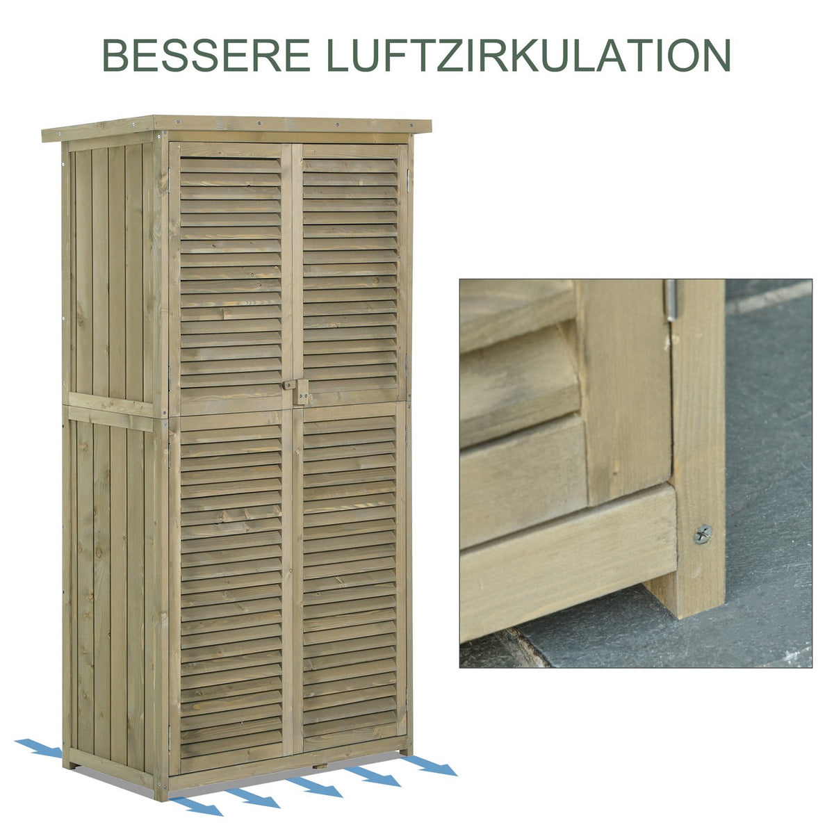 Tool Shed Garden Cupboard Tool Cupboard Wood With Asphalt Roof Slatted Door 4 Compartments Gray 87 X 46.5 X 160 Cm