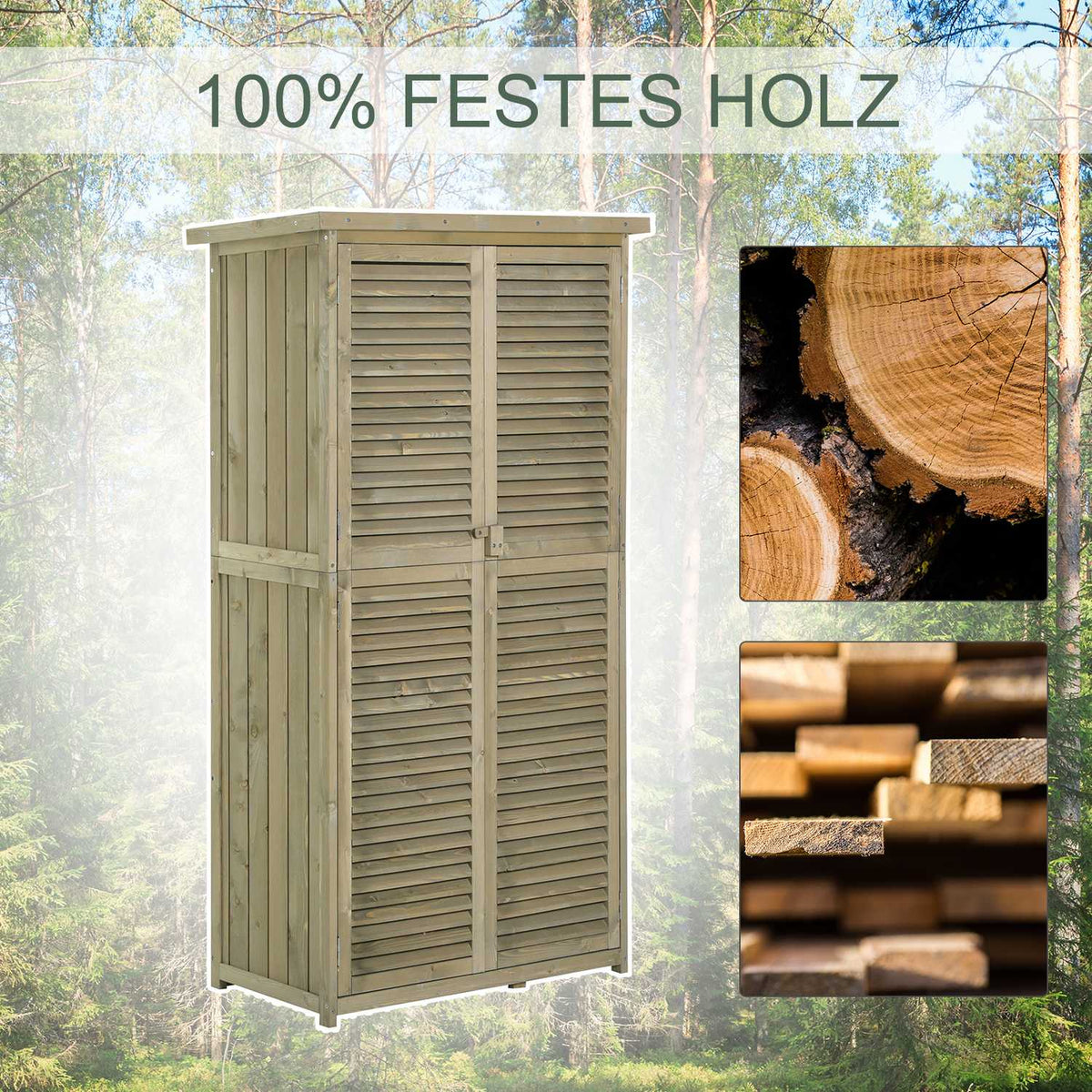 Tool Shed Garden Cupboard Tool Cupboard Wood With Asphalt Roof Slatted Door 4 Compartments Gray 87 X 46.5 X 160 Cm