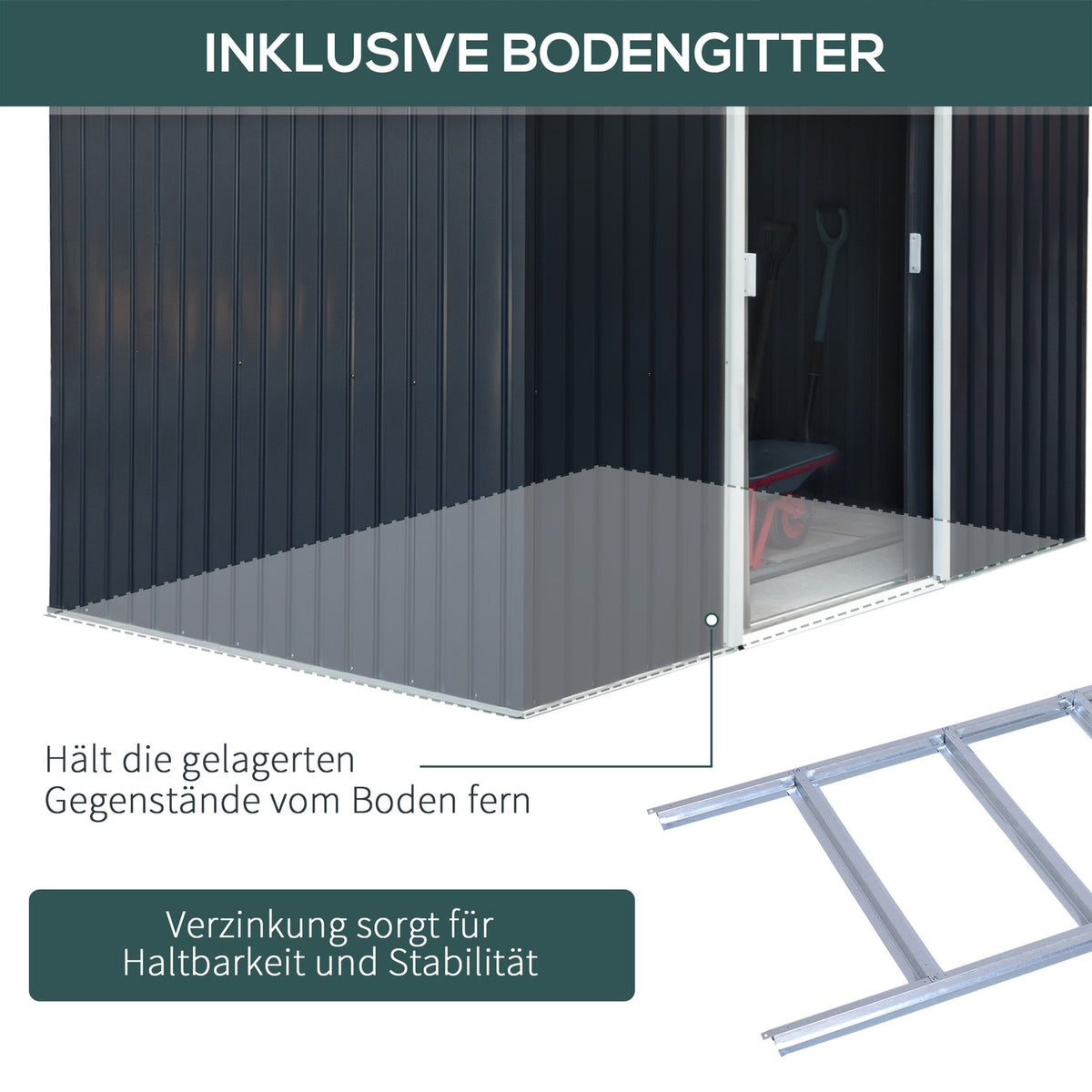 Tool Shed Garden Shed Garden Shed With Floor Frame And Sliding Doors Weatherproof Steel Charcoal Gray 277 X 195 X 192 Cm