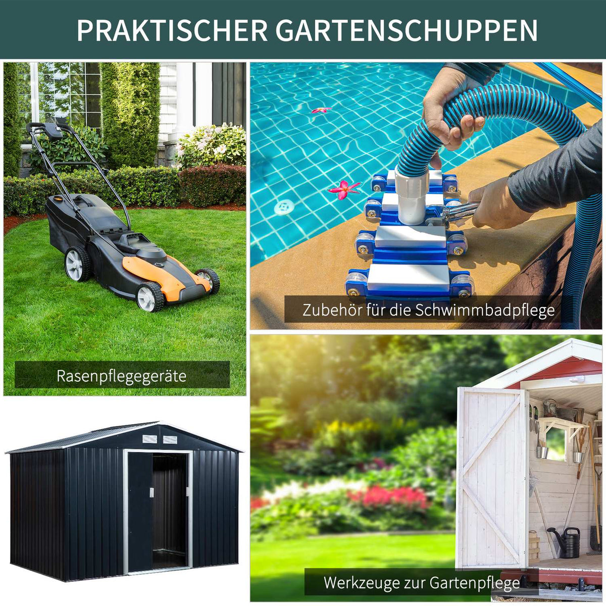 Tool Shed Garden Shed Garden Shed With Floor Frame And Sliding Doors Weatherproof Steel Charcoal Gray 277 X 195 X 192 Cm