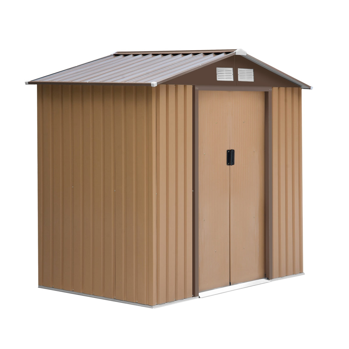 Tool Shed Garden Shed Garden Shed With Floor Frame And Sliding Doors Weatherproof Steel Yellow 213 X 130 X 185 Cm