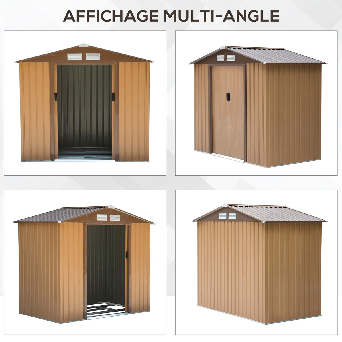 Tool Shed Garden Shed Garden Shed With Floor Frame And Sliding Doors Weatherproof Steel Yellow 213 X 130 X 185 Cm