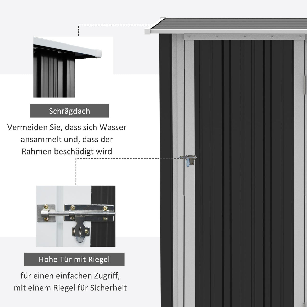 Tool Shed Garden Shed Tool Shed With Door Outdoor Steel Dark Gray 142 X 84 X 189 Cm