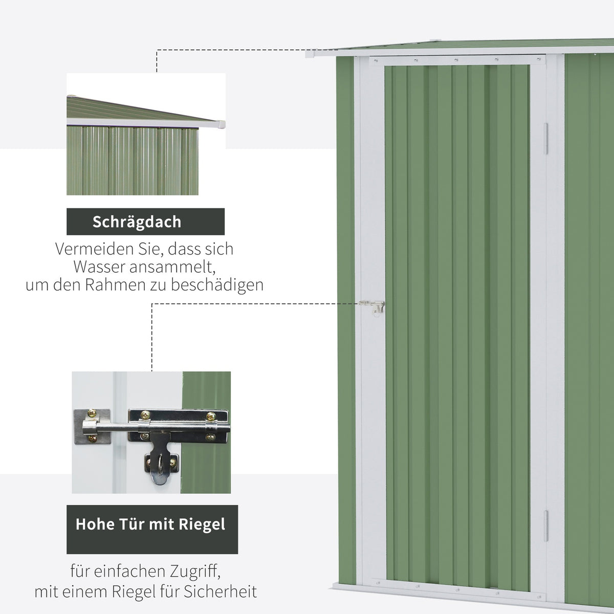 Tool Shed Garden Shed Tool Shed With Door Outdoor Steel Green 142 X 84 X 189 Cm