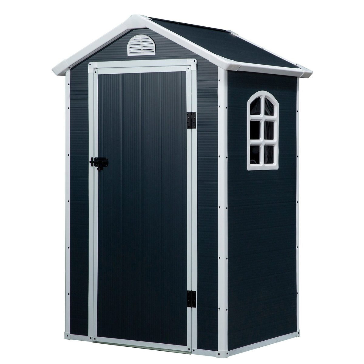 Tool Shed, Garden Shed, Tool Shed With Ventilation Window, Lean-To Roof, Outdoor, Metal, Gray, 134 X 104 X 204 Cm