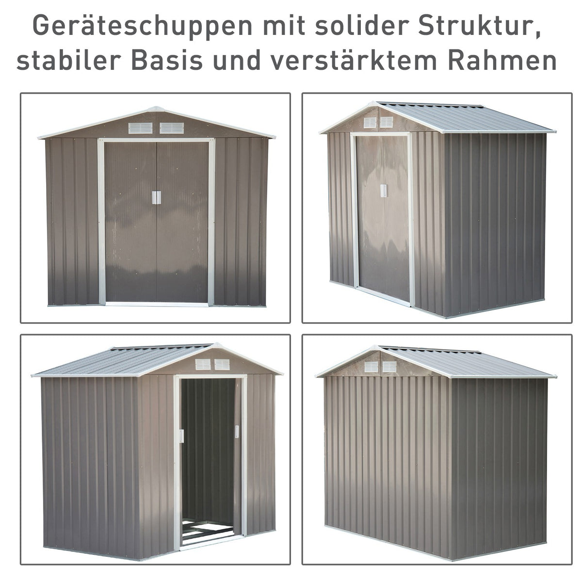 Tool Shed Garden Shed With Floor Frame & Sliding Doors, Weatherproof, Steel, Light Green, 213X130X185Cm