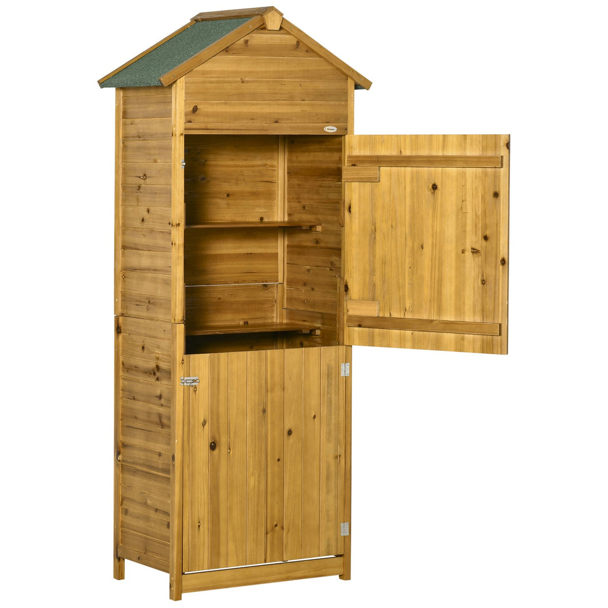 Tool Shed Made Of Natural Wood, Tool Cabinet, Garden Cupboard, Garden Shed, Tool Shed, 2 Shelves, Weatherproof, 2 Doors, 79 X 49 X 191.5Cm