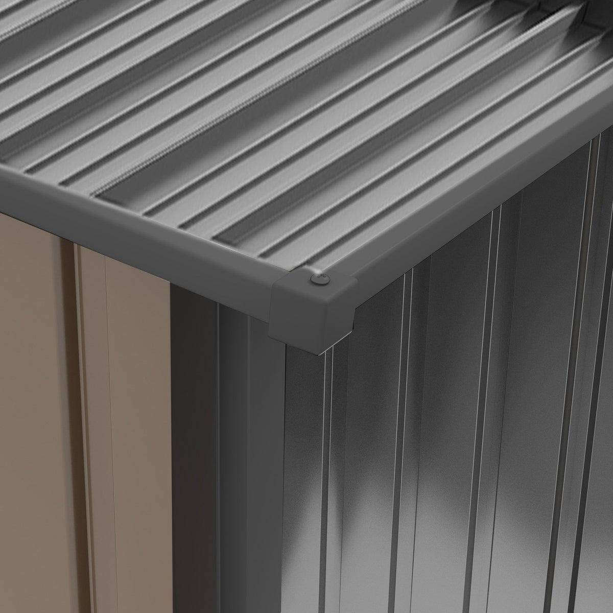 Tool Shed Made Of Steel, 0.92 M² Tool Shed With Pent Roof Garden Cupboard Lockable, Garden Shed, 100 X 103 X 160 Cm, Brown