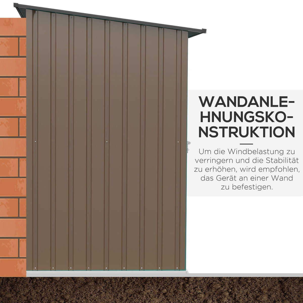 Tool Shed Made Of Steel, 0.92 M² Tool Shed With Pent Roof Garden Cupboard Lockable, Garden Shed, 100 X 103 X 160 Cm, Brown