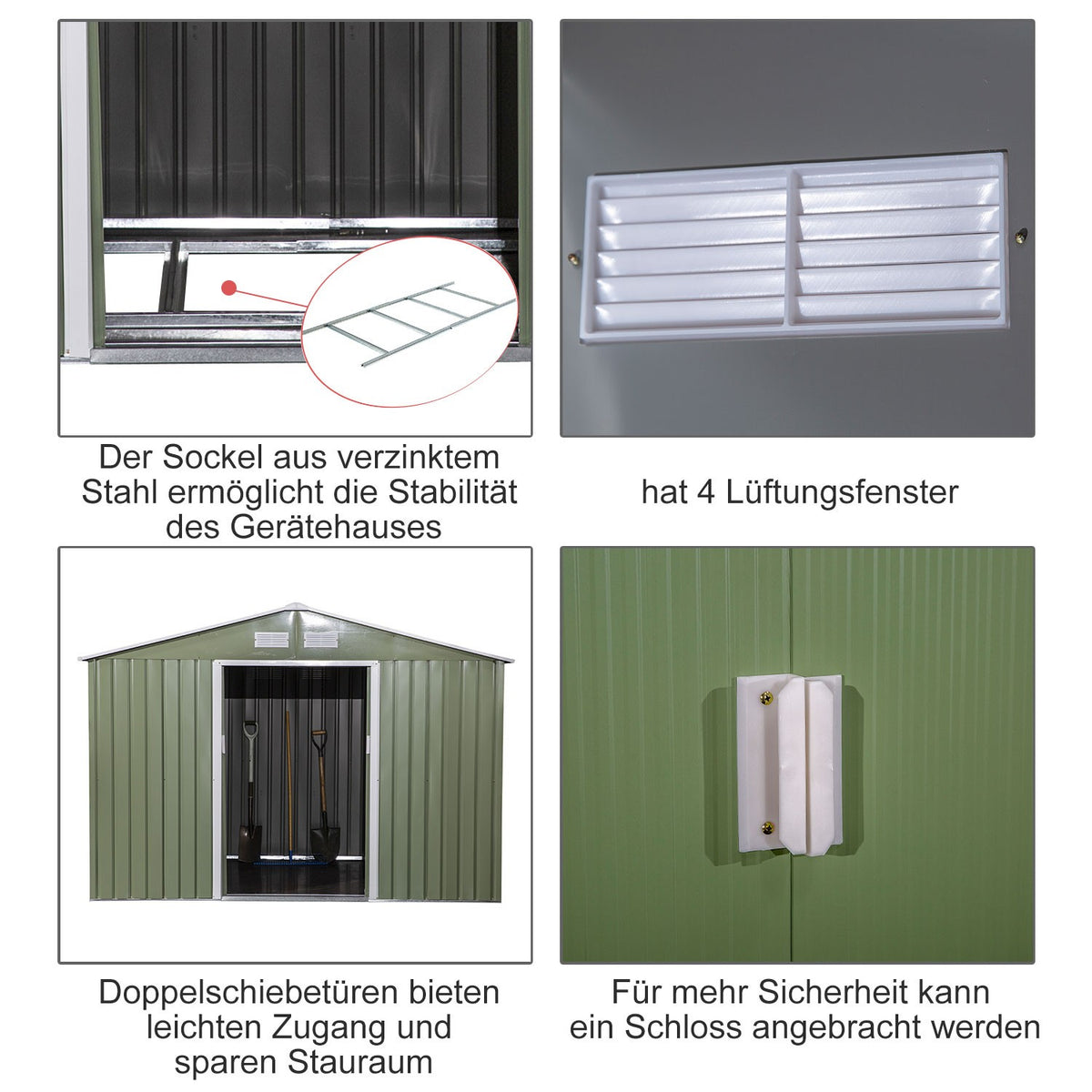 Tool Shed Metal Tool Shed With Foundation Light Green 277 X 195 X 192 Cm