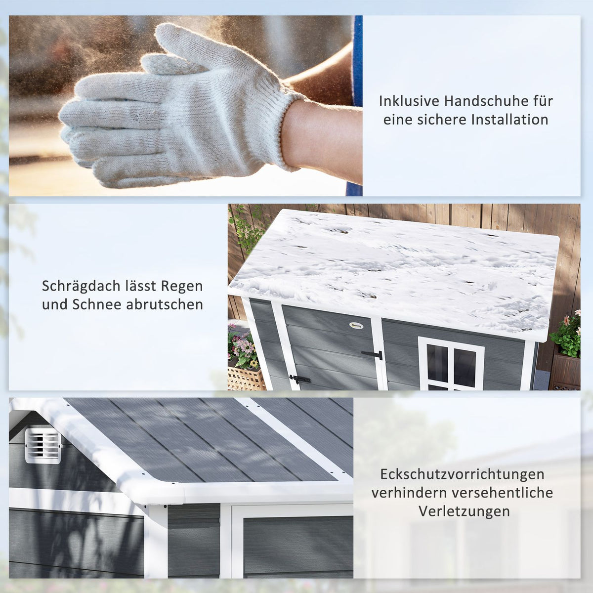 Tool Shed Plastic 2.1m² 186 x 130 x 199cm Tool Shed with Gable Roof Floor Window Lockable Door Weatherproof Garden Shed Outdoor Garden Shed for Backyard Gray